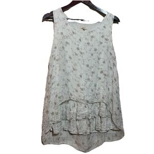 Giusy Silk Floral Tank Top Women's L Tiered Fairycore Feminine Mermaid Core
